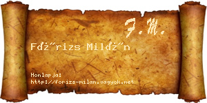 Fórizs Milán névjegykártya