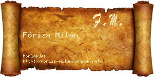 Fórizs Milán névjegykártya