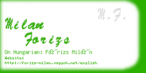 milan forizs business card